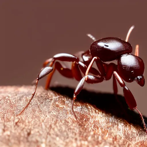 Prompt: ultra detailed photo, close up of ant, with small cowboy sitting on its back