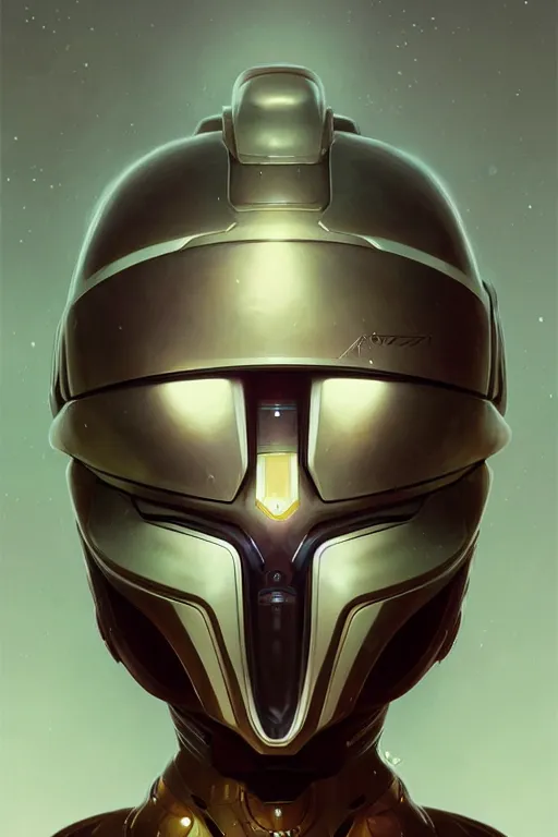 Image similar to Robot Helmet, portrait, elegant, intricate, digital painting, artstation, concept art, smooth, sharp focus, illustration, art by artgerm and greg rutkowski and alphonse mucha