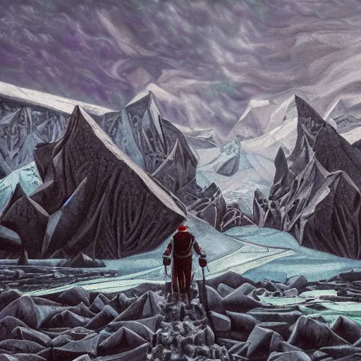 Image similar to menacing absence trailblazer Antarctica glacial cult incomprehensible reality ambience, realistic fantasy, oil painting, extremely high detail, photorealistic, cinematic lighting, oil painting, intricate line drawings, 4k resolution