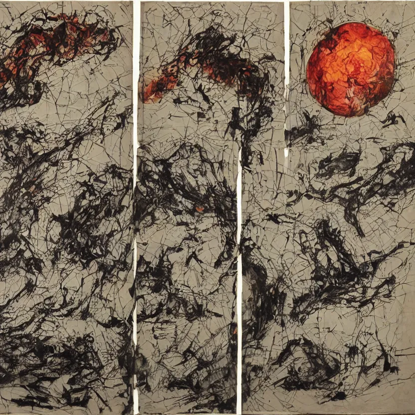 Image similar to quadtych depicting nuclear war