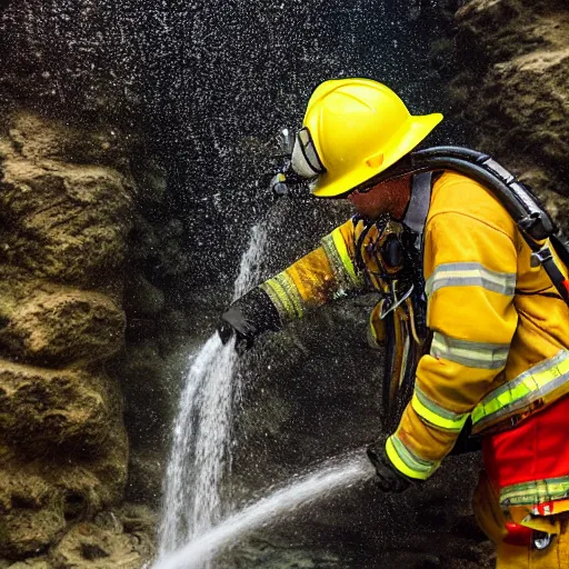 Image similar to fireman underwater putting out a fire