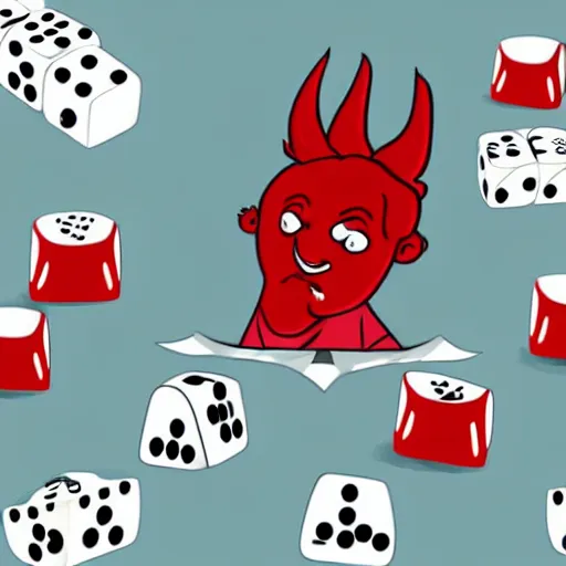 Prompt: satan playing dice