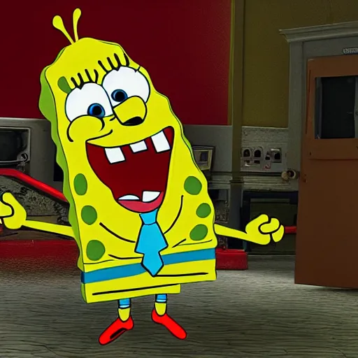 Prompt: a photo - realistic digital art of spongebob screaming