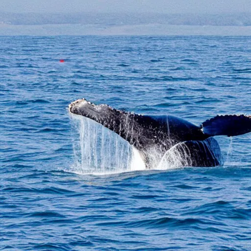 Prompt: whale in the ocean eating small plastic bags