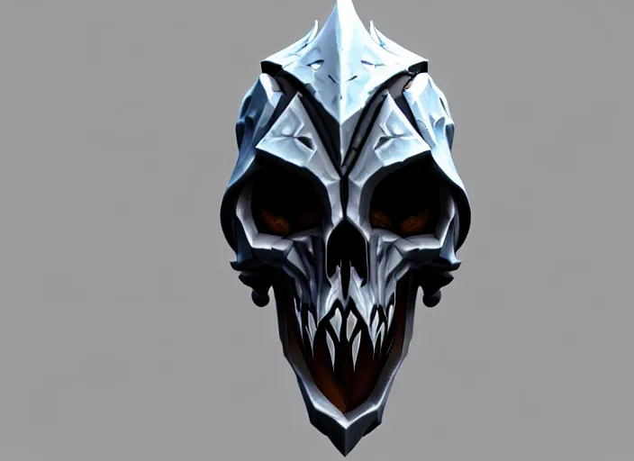 Image similar to hooded wraith skull, stylized stl, 3 d render, activision blizzard style, hearthstone style, darksiders style, dauntless style