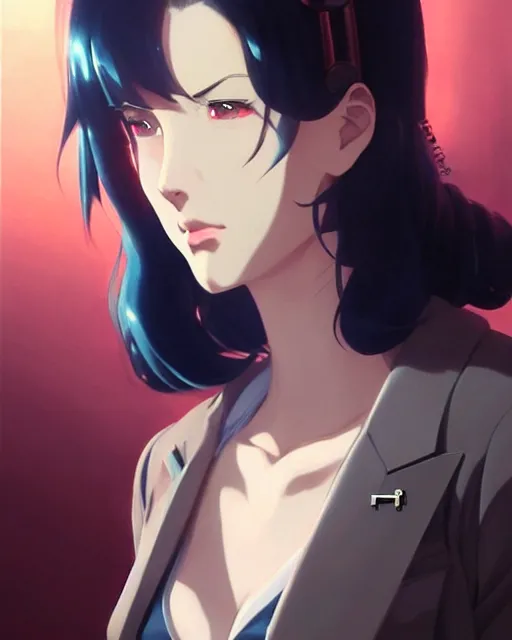 Image similar to portrait anime 1 9 4 0 s detective smoking sharp fine face, pretty face, realistic shaded perfect face, fine details. anime. cyberpunk realistic shaded lighting by katsuhiro otomo ghost - in - the - shell, magali villeneuve, artgerm, rutkowski jeremy lipkin and giuseppe dangelico pino and michael garmash and rob rey