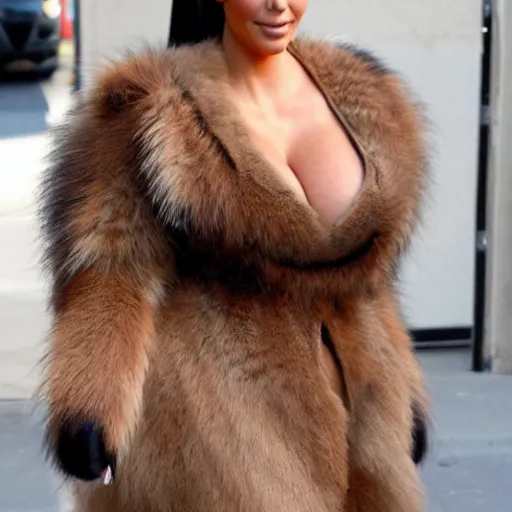 Image similar to kim kardashian as an anthropomorphic furry fox