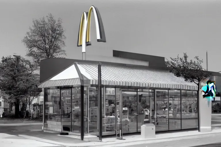 Image similar to A McDonalds designed by Dennis Oppenheim, 35m film
