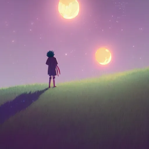 Image similar to you are my moon, who i need, to bring me light, cory loftis, james gilleard, atey ghailan, makoto shinkai, goro fujita, studio ghibli, rim light, exquisite lighting, clear focus, very coherent, plain background