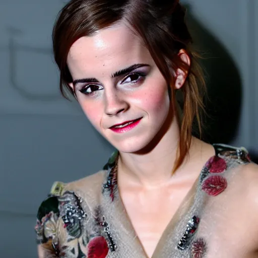 Prompt: emma watson with four eyes and two mouths