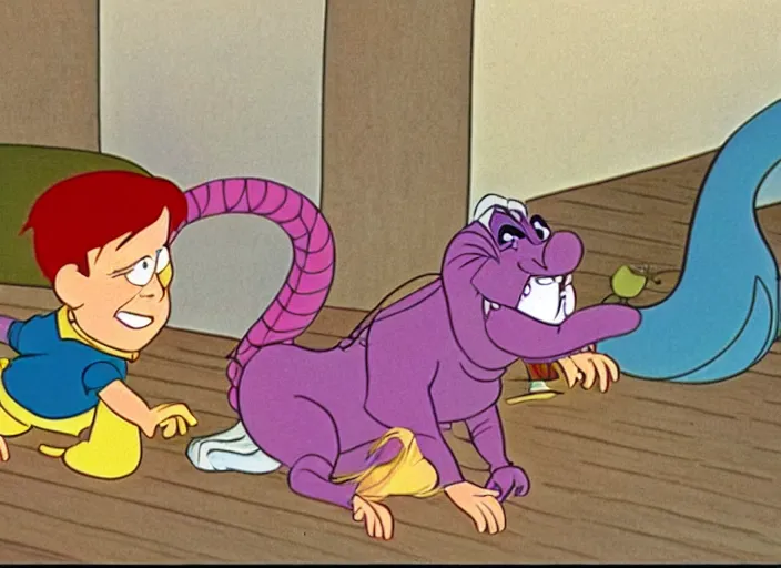 Prompt: a film still from the cartoon the lazy dragon ( 1 9 8 0 ) directed by walt disney