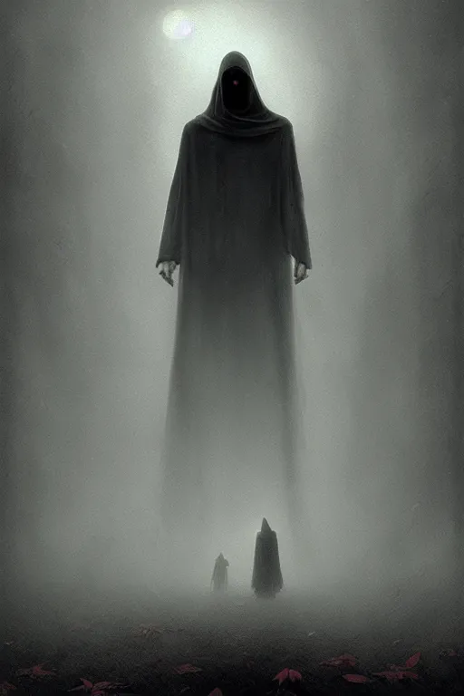 Image similar to beautiful eerie gothic fog atmosphere horror poster with a sinister looking spawn, art direction by Zdizslaw Beksinski and Darius Zawadzki, Artgerm, Artstation trending; cinematic quality character render; low angle; ultra high quality model; production quality cinema model;