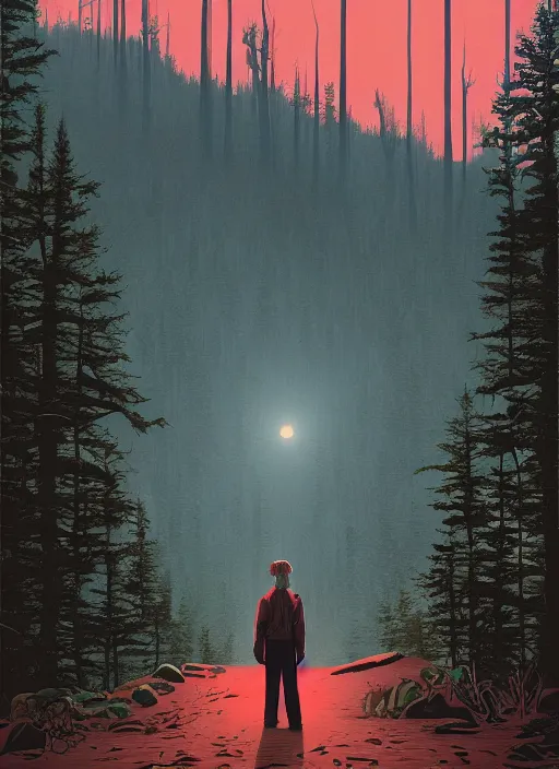 Prompt: Twin Peaks poster artwork by Michael Whelan and Tomer Hanuka, Rendering of nostalgic idyllic teenage wasteland, full of details, by Makoto Shinkai and thomas kinkade, Matte painting, trending on artstation and unreal engine