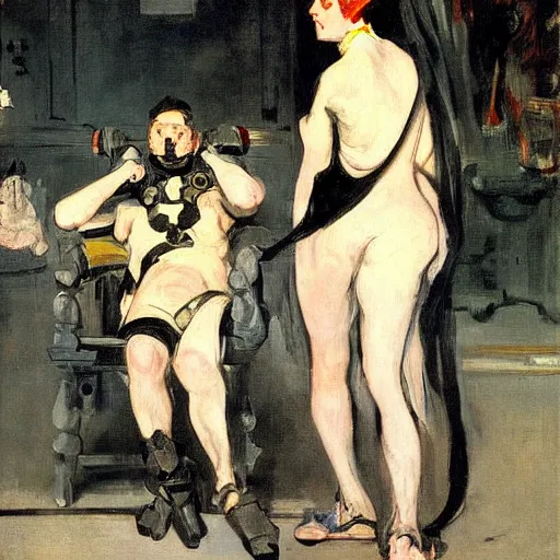 Image similar to cyborgs by edouard manet