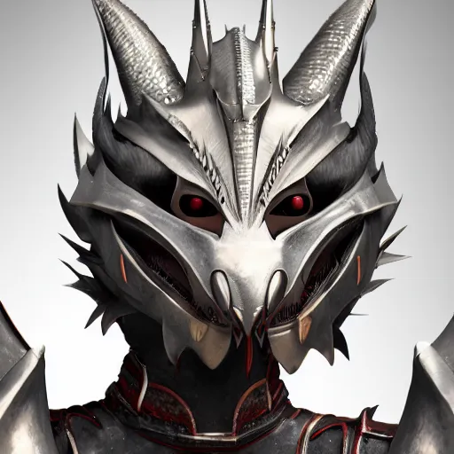 Image similar to stunning close shot of a beautiful female knight, but as an anthropomorphic female dragon, well designed cute elegant female robot dragon head with slick LED eyes and perfect maw, well armored, sharp claws, HD octane render, fantasy, furry art, dragon art, Artstation, Deviantart, Furaffinity