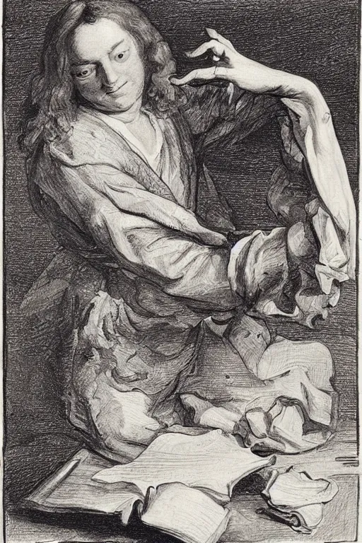 Prompt: how to draw a hand by Hogarth