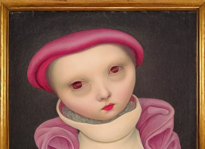 Image similar to a portrait of an inventor, lowbrow in the style of mark ryden and fra angelico,