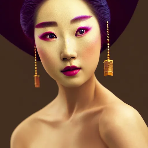 Image similar to photographic portrait of a stunningly beautiful renaissance female with chinese opera makeup in soft dreamy light at sunset, contemporary fashion shoot, by edward robert hughes, annie leibovitz and steve mccurry, david lazar, jimmy nelsson, breathtaking, 8 k resolution, extremely detailed, beautiful, establishing shot, artistic, hyperrealistic, beautiful face, octane render