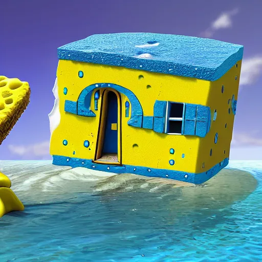 Image similar to Realistic version of SpongeBob’s house 4k detail