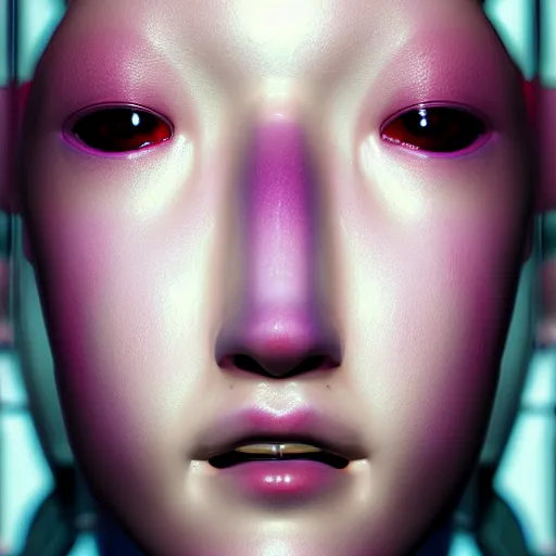 Image similar to a close up of a female face with plastic skin, sci-fi style, 3d digital art, high quality render, unreal engine 5, washed colors, Chie Yoshii, octane render,