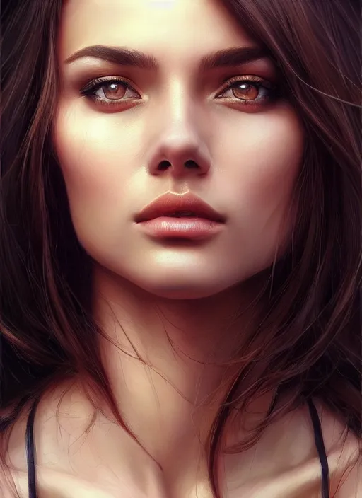 Image similar to photo of a gorgeous young woman in the style of stefan kostic, realistic, sharp focus, 8k high definition, insanely detailed, intricate, elegant, art by stanley lau and artgerm