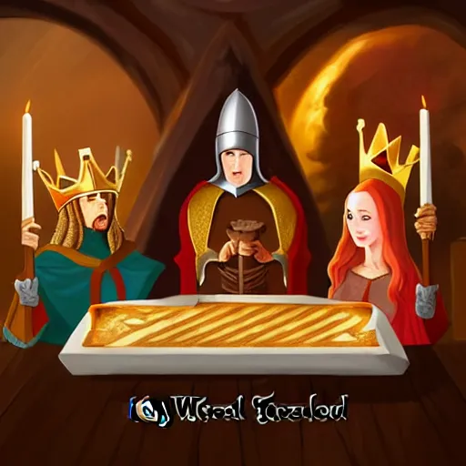 Image similar to medieval toast with king, queen and guests, deviantart, artstation, fantasy