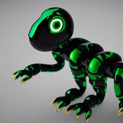 Image similar to a green and black robot similar to a snake, octane render, 3D