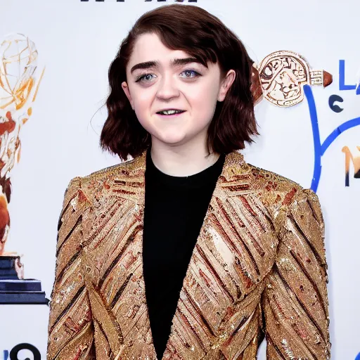 Prompt: close up photo of maisie williams pulling a face