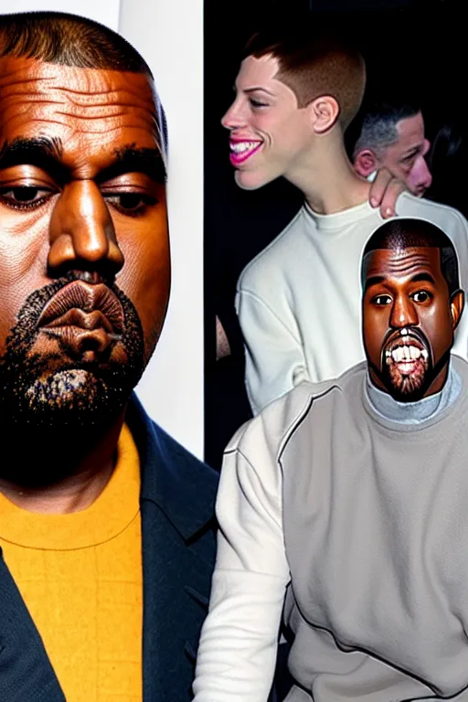 Image similar to kanye west and pete davidson celebrity death match