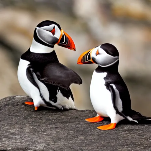 Image similar to puffin sitting next to penguin