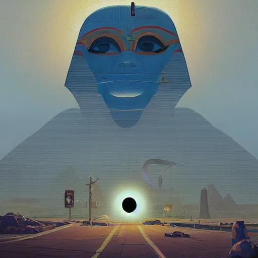 Prompt: eye of horus, wedjat eye, udjat eye, egypt by simon stalenhag