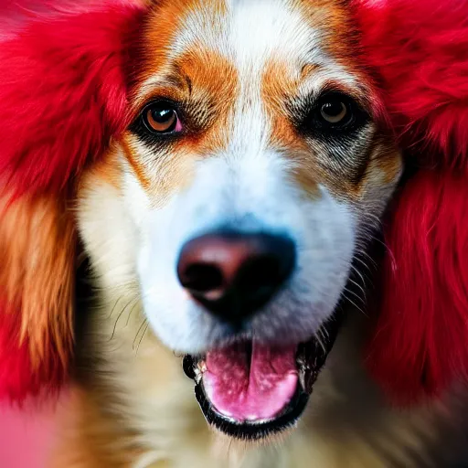 Image similar to ultra detailed photo of a dog with red fur