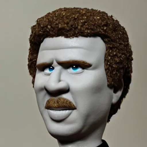 Image similar to will ferrell, made of clay, claymation character