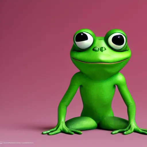 Image similar to a sadge - sad - pepe - the - frog, looking more depressed than usual, quivering lips, fists in the air, sweat flying, cgi render, zbrush, octane, keyshot render