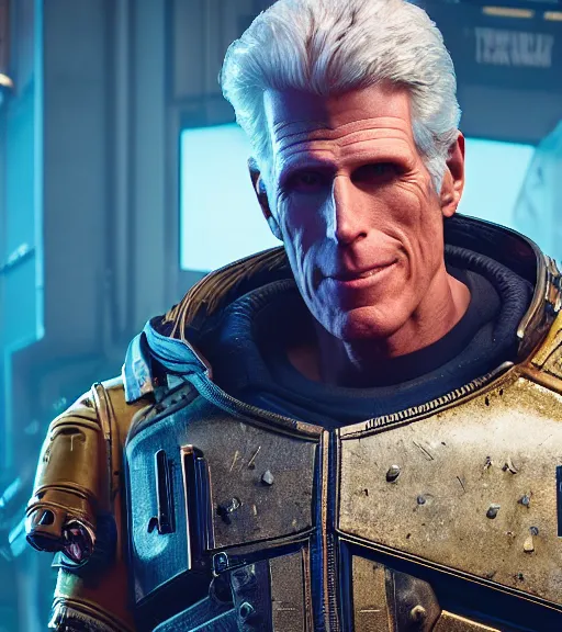 Prompt: cyberpunk 2 0 7 7, charismatic rugged male battle ted danson - mage portrait, clothed in hooded, metal - plated battle armor atmospheric lighting painted intricate volumetric lighting, beautiful, sharp focus, ultra detailed by leesha hannigan, ross tran, thierry doizon, kai carpenter, ignacio fernandez rios