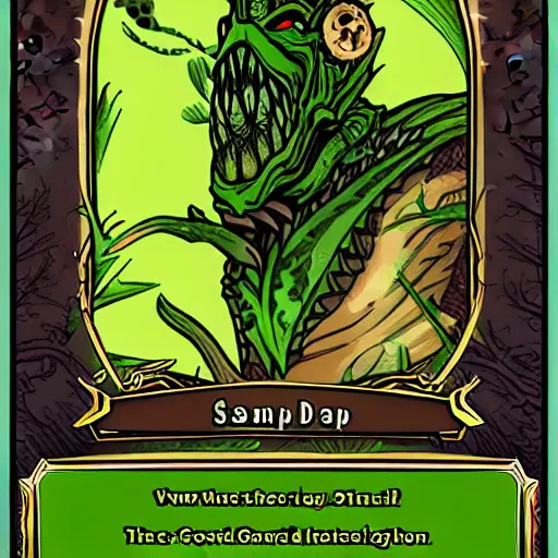 Image similar to a card design for a trading card game, swamp design