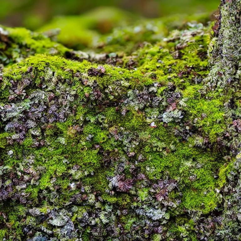 Image similar to a lichens and moss close-up various fungus, mushrooms and plants, inside the picture is infinity, Atmospheric phenomenon, artistic photography, muted colors, conceptual, long exposure outside the city, volumetric light
