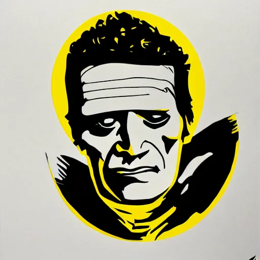 Image similar to individual frankenstein silk screen butcher billy style