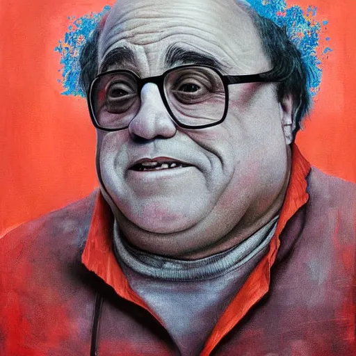 Image similar to Danny Devito painting by James Jean