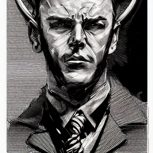 Prompt: portrait of the devil by petros afshar, hyper real, laurie greasley, jc leyendecker and singer sargent