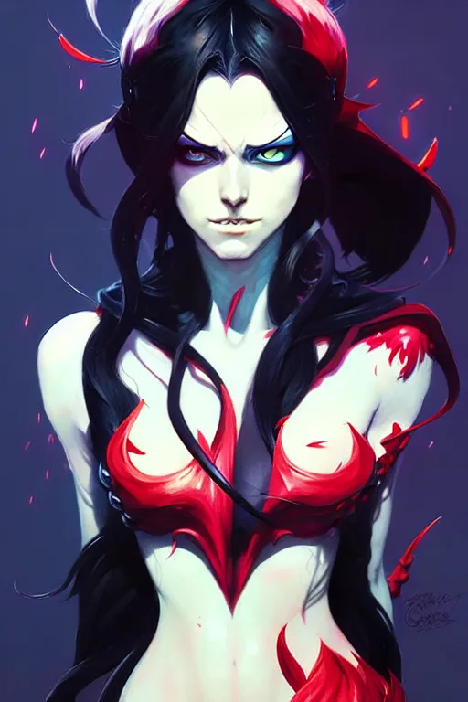 Image similar to a ultradetailed painting of morgana from league of legends by conrad roset, greg rutkowski and makoto shinkai trending on artstation