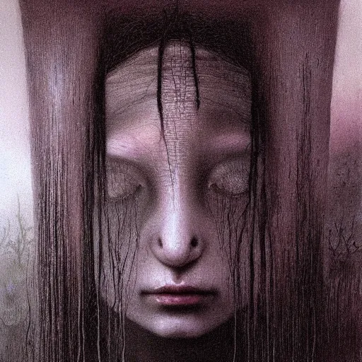 Prompt: portrait of ethereal goblin princess by Beksinski