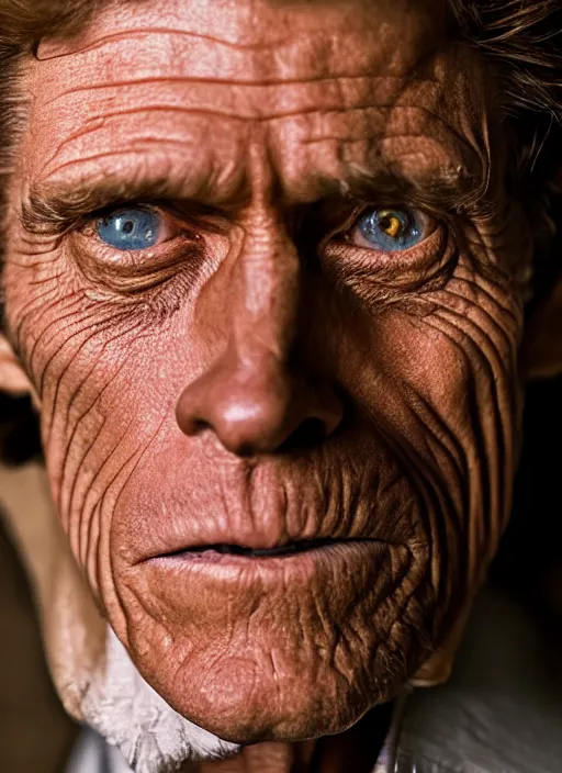 Prompt: photo of Willem Dafoe by Laura Zalenga, head shot, detailed, award winning, Sony a7R