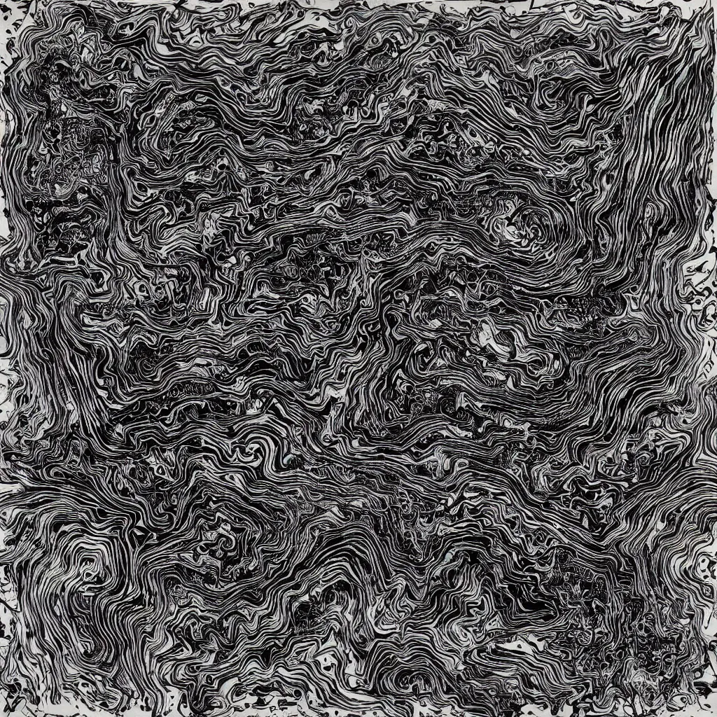 Image similar to topo camo, swirls, technical, acrylic, teeth, death metal, eerie, tribal, clay, dotting, lines, stipple, points, cybernetic, style of old painting, francis bacon art, sleep paralysis, hypnosis, eerie, terror, oil, neon, black and white, color splotches, colorful dots, ominous, abstract