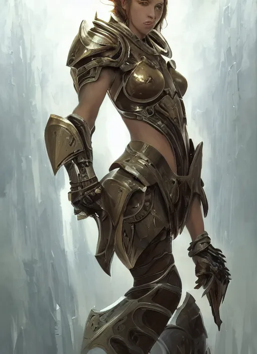 Image similar to a professional painting of a beautiful young female, clothed in battle armor, olive skin, long dark hair, beautiful bone structure, symmetrical facial features, intricate, elegant, digital painting, concept art, smooth, sharp focus, illustration, from StarCraft by Ruan Jia and Mandy Jurgens and Artgerm and William-Adolphe Bouguerea