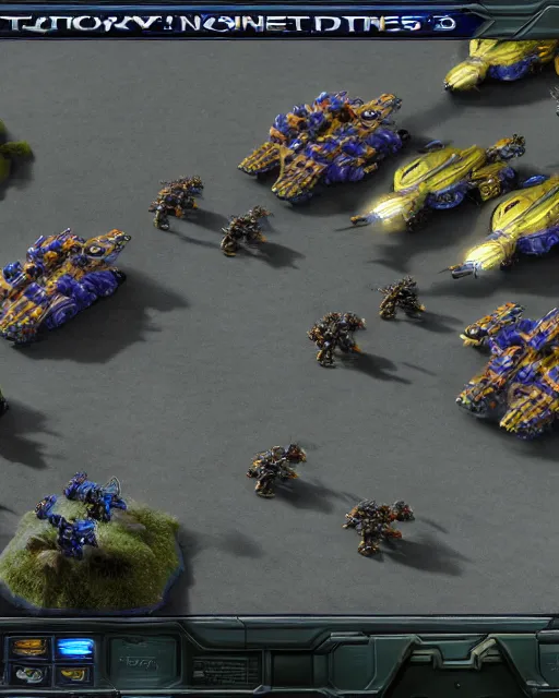 Image similar to starcraft game battle with tanks and marines, photorealism