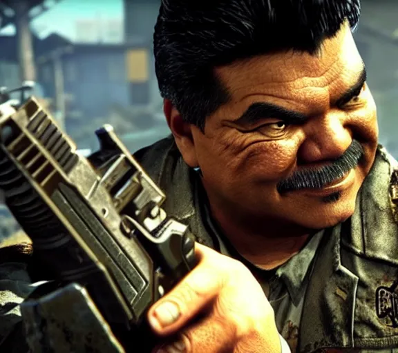 Prompt: george lopez in call of duty zombies, ps 4