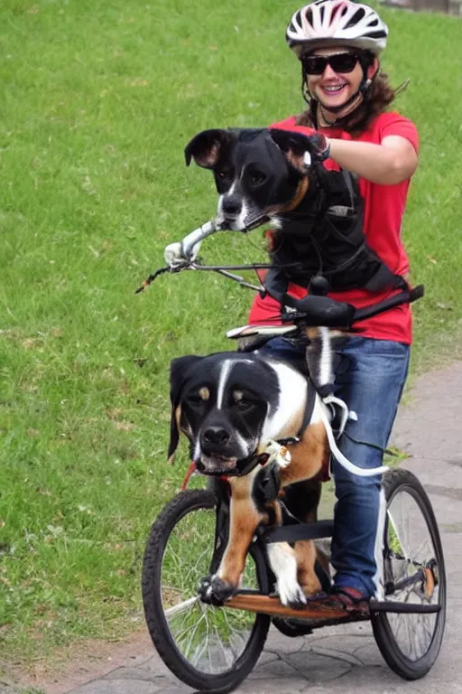 Image similar to dog riding a bike