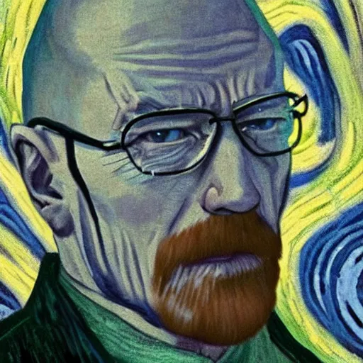 Image similar to walter white inside a van gogh painting