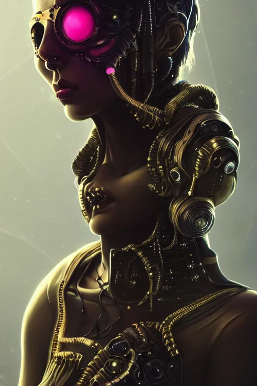 Image similar to soft lustrous ebony ivory biotech raver gutter punk gothic cyborg, golden ratio, details, scifi, fantasy, cyberpunk, intricate, decadent, highly detailed, digital painting, octane render, artstation, concept art, smooth, sharp focus, illustration, art by artgerm, loish, wlop